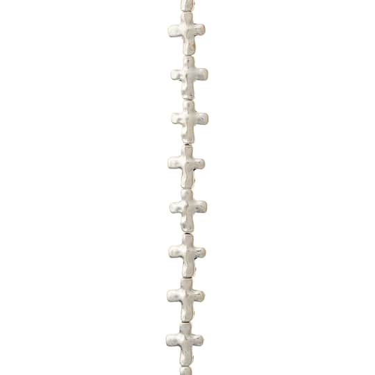 Silver Plated Wavy Metal Cross Beads, 13mm by Bead Landing™